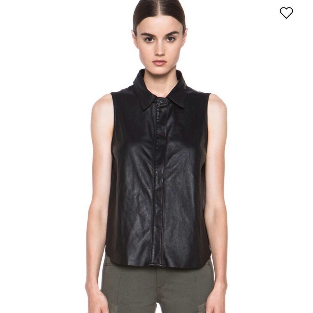 Rag & bone women’s small lamb leather‎ tent tank black button front sleeveless